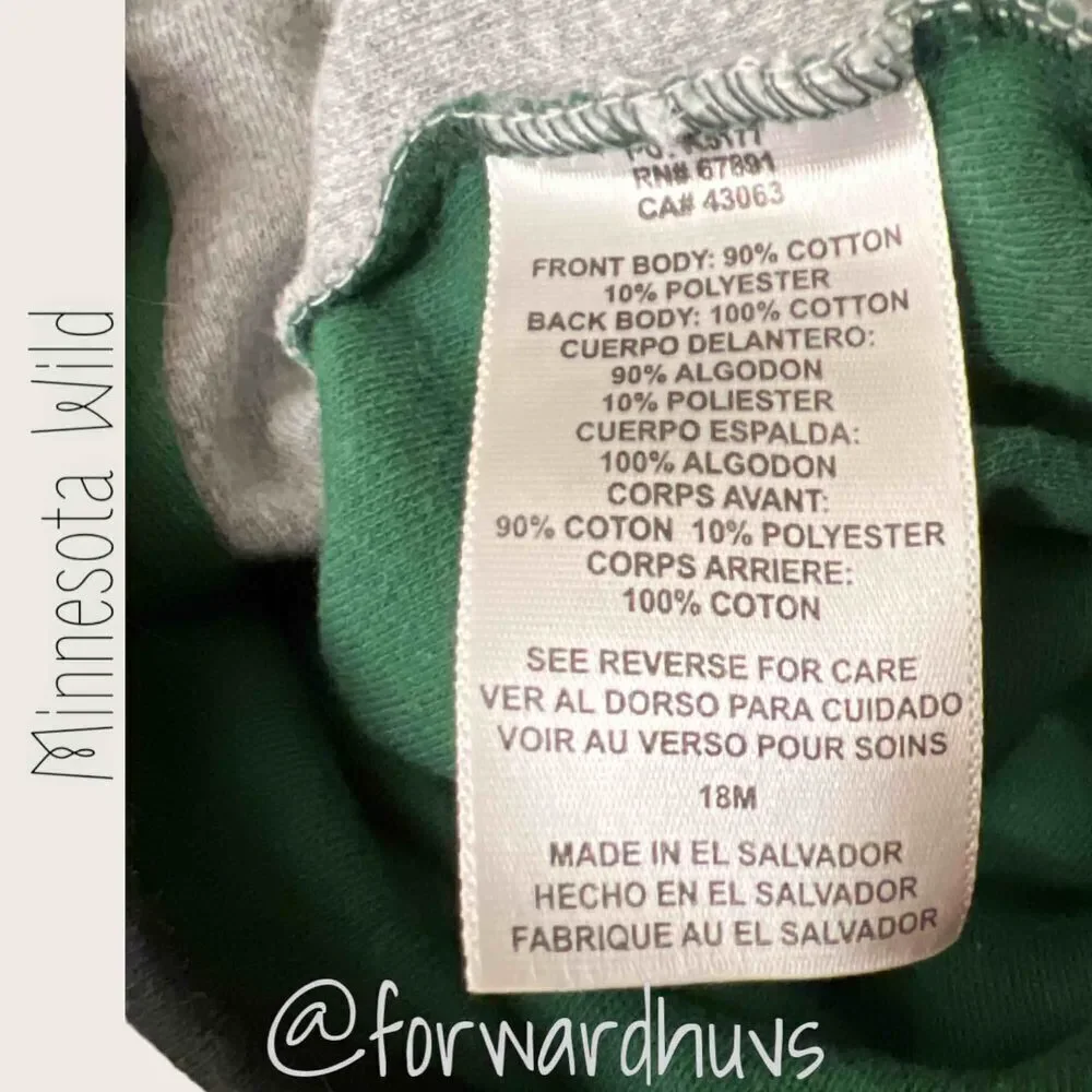 Reebok Minnesota Wild 1pc Onesie 18 mo.